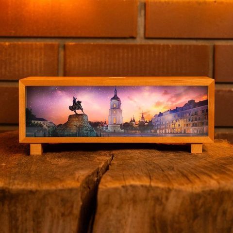 Нічник-панорама "Київ вночі", лаковане дерево (LED, Акумулятор, USB Type-C) 662-1079-1208 фото