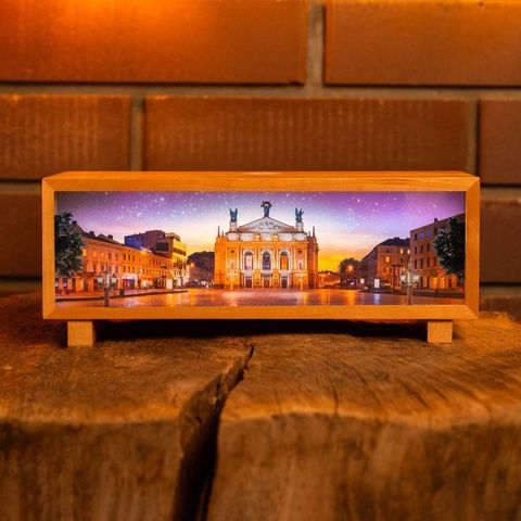 Нічник-панорама "Львів", лаковане дерево (LED, Акумулятор, USB Type-C) 662-1079-1209 фото